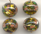 12mm Black, Gold, Green, Aventurina; Jackson Pollock style beads